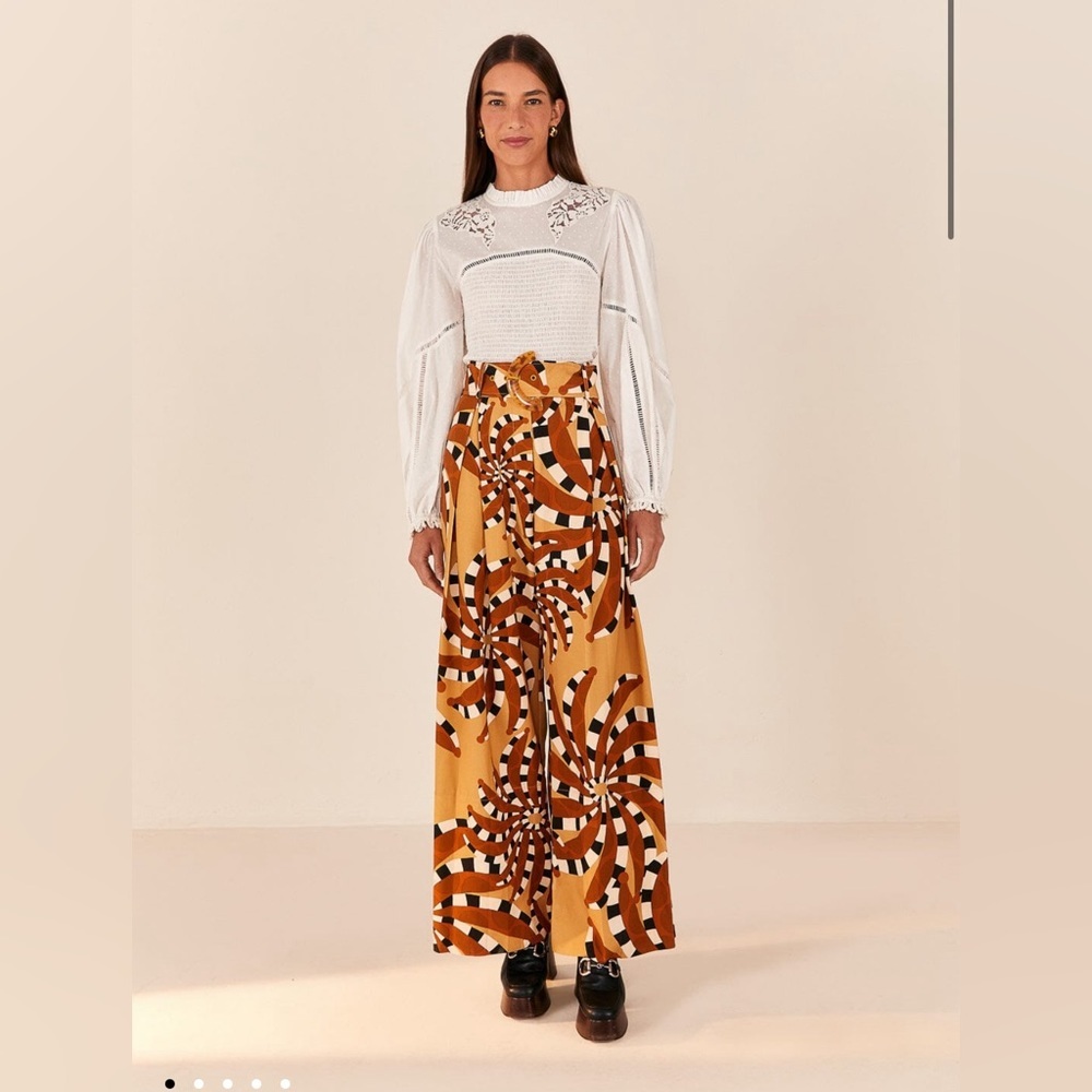Farm Rio Beige Bananada Tailored Pants